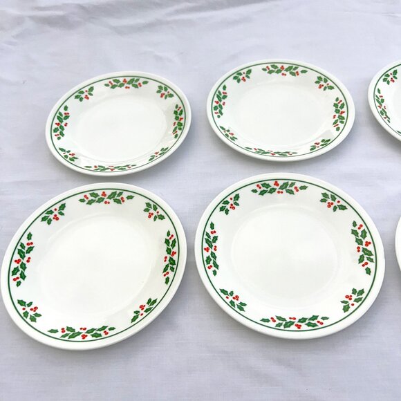 Grp 2 Corelle Holly Days Bread Butter Dessert Plates Holly Berries Set of 6 - Picture 5 of 7